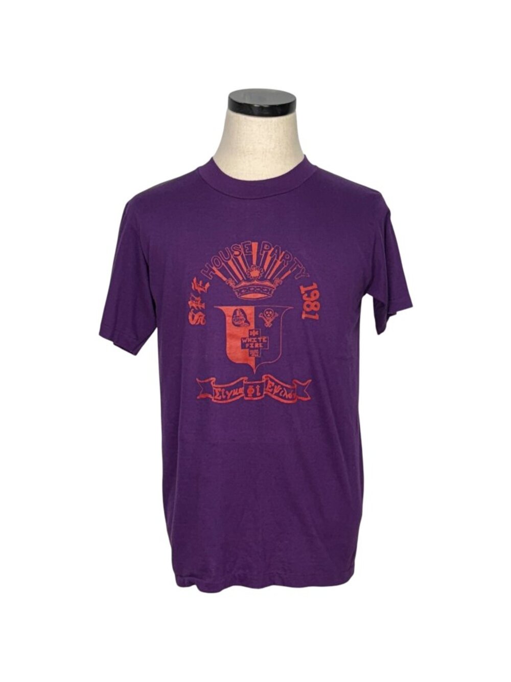 Vintage 1981 Velva Sheen Purple Graphic T-Shirt Large Single Stitch Made In USA